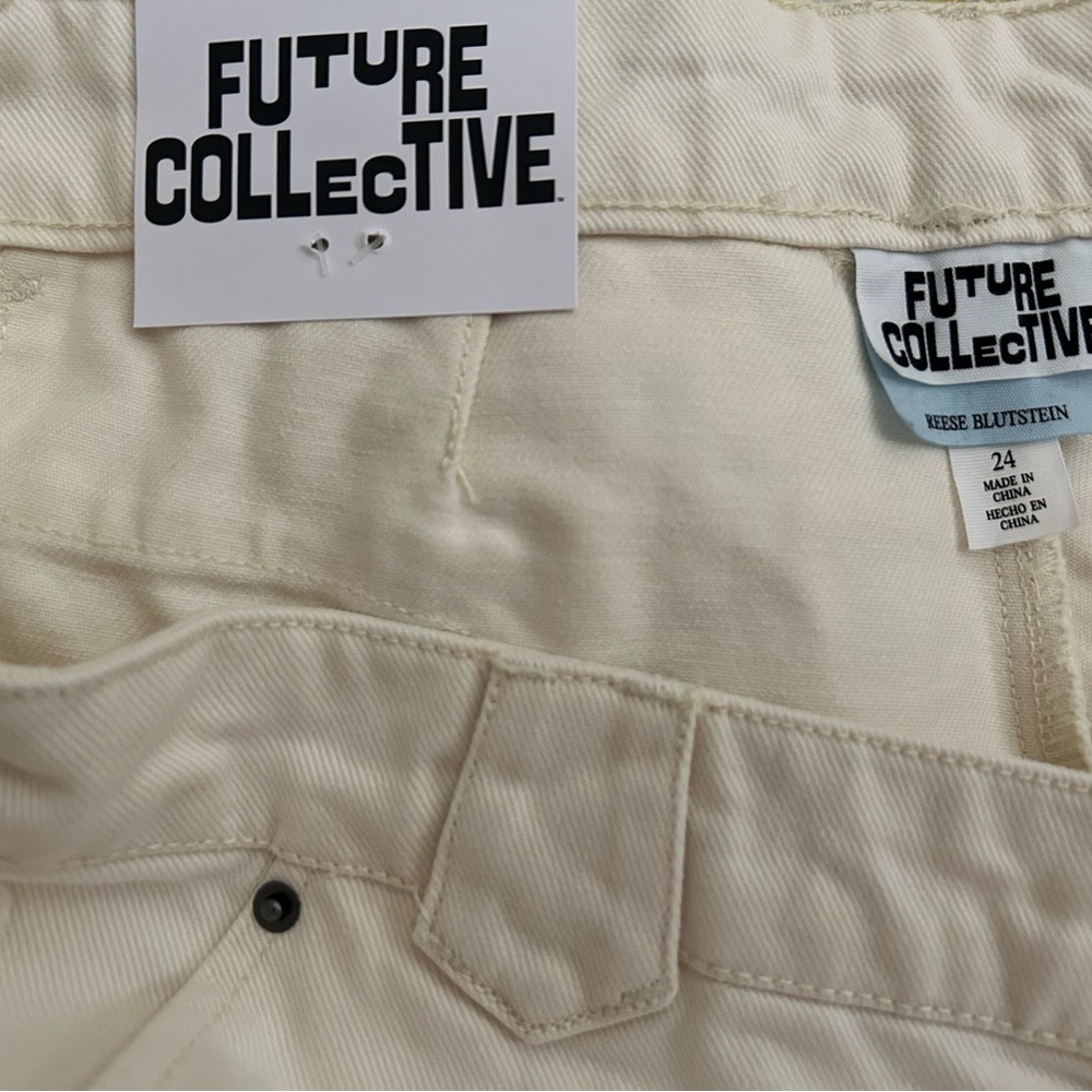 Future Collective Women's Wide Leg Trousers Jeans Crème Beige New high rise - Picture 4 of 7